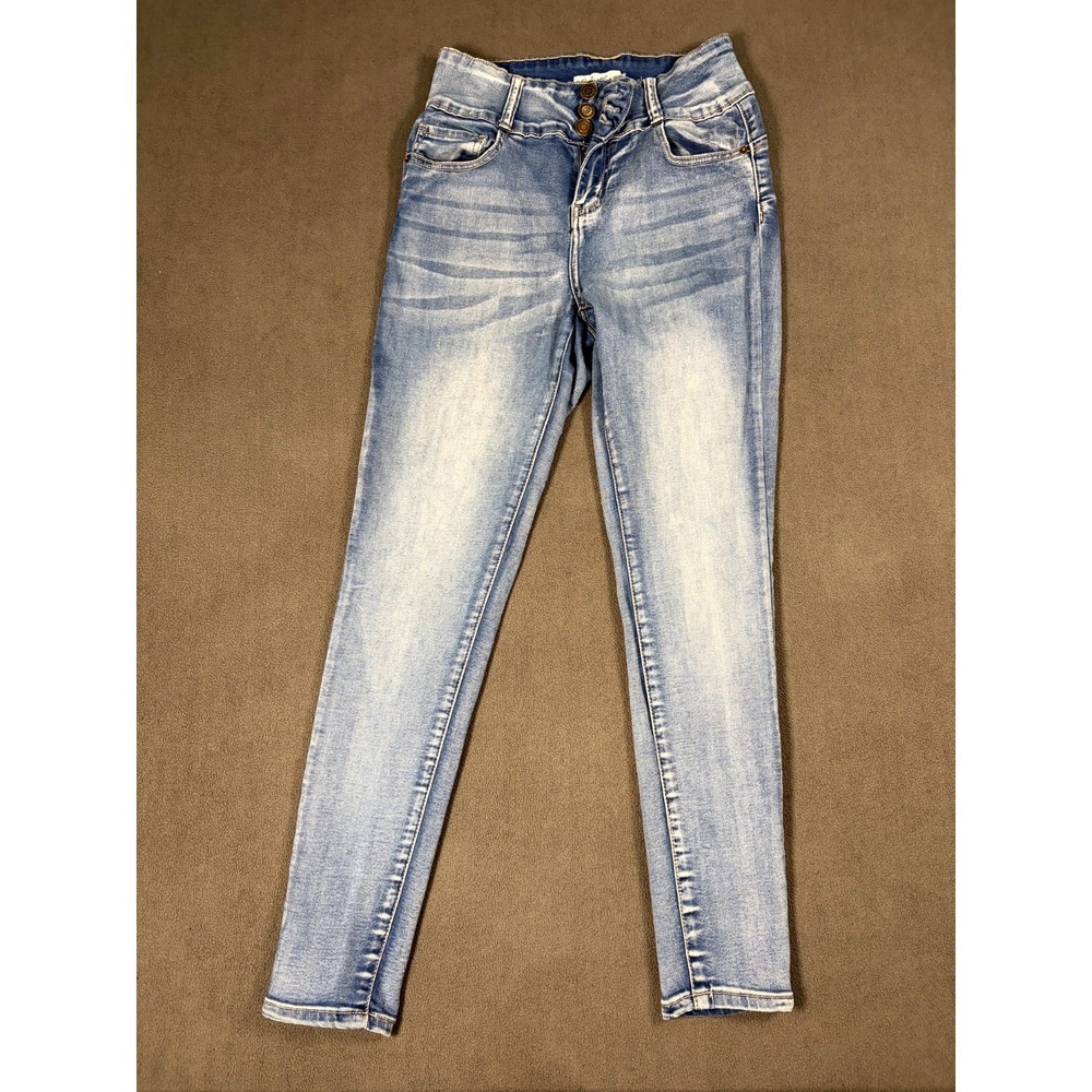 Thread & Others Skinny Jeans Womens 7/28 Blue Denim Mid Rise Logo Cotton Stretch